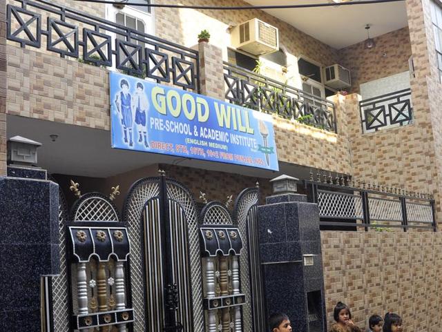 An unrecognised school in Gobind Pura, Manimajra. (Sant Arora/HT Photo)