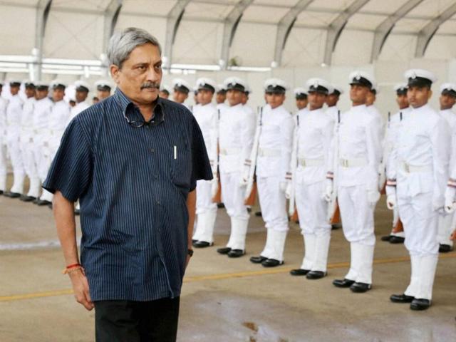 Union minister for defence Manohar Parrikar inspects the Guard of Honour during the Induction ceremony of P8i Boeing aircraft Sqn, at INS Rajali in Arakkonam on Friday. (PTI Photo) Union minister for defence Manohar Parrikar inspects the Guard of Honour during the Induction ceremony of P8i Boeing aircraft Sqn, at INS Rajali in Arakkonam on Friday. (PTI Photo)