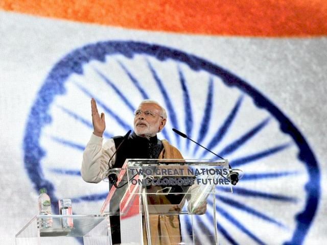Fireworks explode over Wembley Stadium at the end of an event attended by Prime Minister Narendra Modi in London. (Reuters Photo) Fireworks explode over Wembley Stadium at the end of an event attended by Prime Minister Narendra Modi in London. (Reuters Photo)