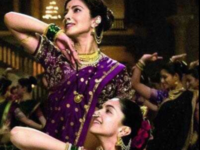 Priyanka Chopra shared a picture from her upcoming track Pinga where she and Deepika are having a Dola Re type musical face-off. The two will be seen together in Bajirao Mastani. (Twitter)
