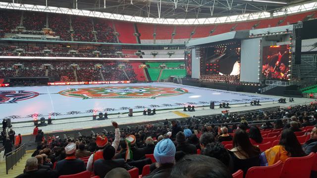 The crowd at the “UK Welcomes Modi” event was an estimated three times bigger than the one that turned up for his high-profile speech at the Madison Square Garden in New York last year. (Prasun Sonwalkar/ HT Photo) The crowd at the “UK Welcomes Modi” event was an estimated three times bigger than the one that turned up for his high-profile speech at the Madison Square Garden in New York last year. (Prasun Sonwalkar/ HT Photo)