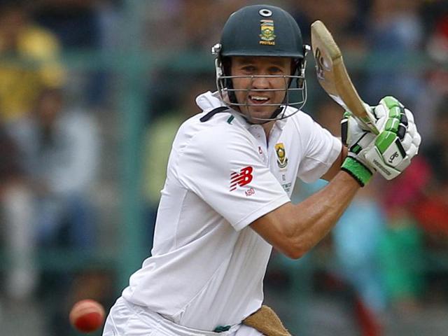 South Africa’s AB de Villiers plays a shot during the first day of the second Test match against India in Bangalore, India on November 14, 2015. (AP Photo) South Africa’s AB de Villiers plays a shot during the first day of the second Test match against India in Bangalore, India on November 14, 2015. (AP Photo)