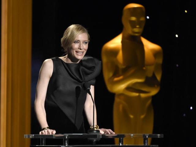 Cate Blanchett speaks onstage at the Governors Awards. (AP)