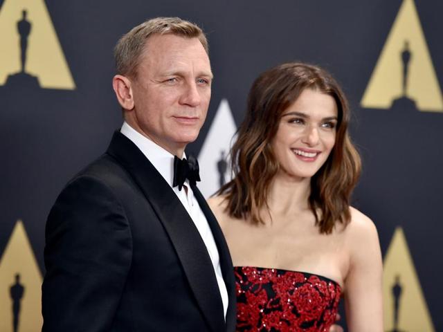 Daniel Craig and his wife Rachel Weisz arrive for the Governors Awards at the Dolby Ballroom in Los Angeles. (AP)