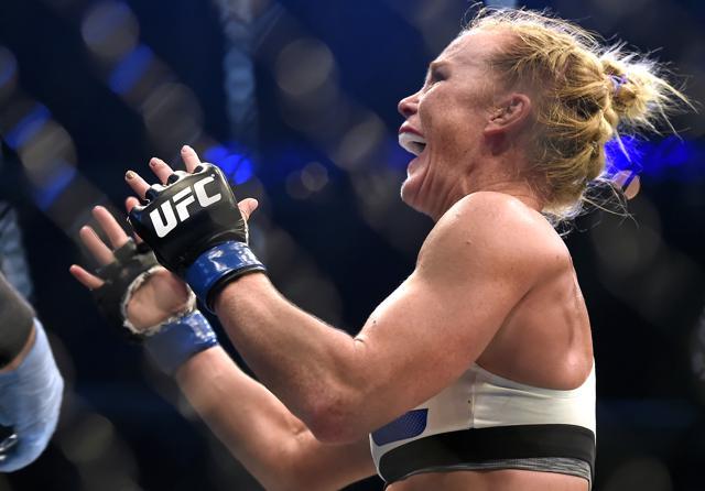 Holly Holm in a state of disbelief after defeating Ronda Rousey. (AP Photo) Holly Holm in a state of disbelief after defeating Ronda Rousey. (AP Photo)