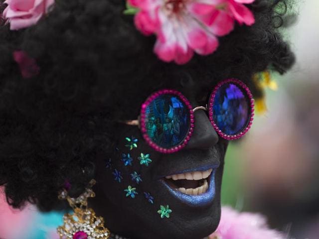 Yet another participant strikes a pose during the Gay Pride Parade in Rio de Janeiro, Brazil on Sunday. (AP)