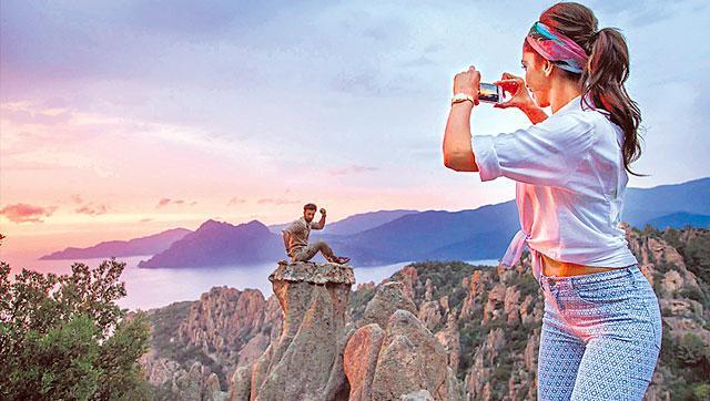 Deepika Padukone clicked co-star Ranbir Kapoor in action during the shoot of their next, Tamasha, in Corsica, France.