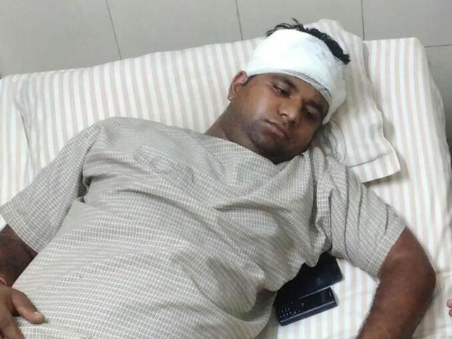 DAV College student Shivam Yadav under treatment in a private hospital in Jalandhar, India on Sunday, (HT photo) DAV College student Shivam Yadav under treatment in a private hospital in Jalandhar, India on Sunday, (HT photo)