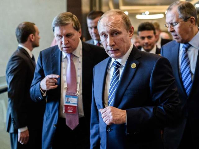 In this file photo, Russian President Vladimir Putin (C) arrives on Day 2 of the G20 Turkey Leaders Summit in Antalya.(AFP) In this file photo, Russian President Vladimir Putin (C) arrives on Day 2 of the G20 Turkey Leaders Summit in Antalya.(AFP)