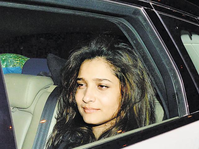 A sleepy Ankita Lokhande at Sania Mirza’s birthday party. (Photo: Yogen Shah/HT) 