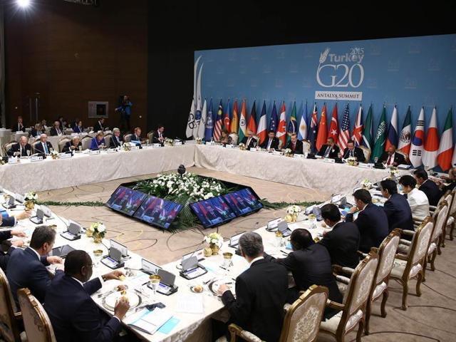 Endorsing India’s stand, the G20 leaders on Monday pushed for a collective plan to lift global growth, create employment and promote development to eradicate poverty and to ensure equitable, sustained and balanced growth.(AFP Photo)