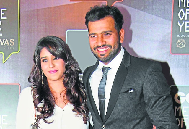 Rohit Sharma with Ritika Sajdeh. (Yogen Shah/HT PHOTO)