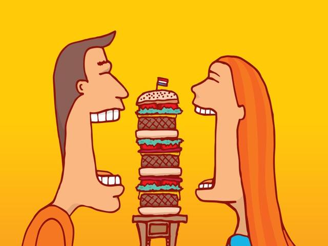 The researchers from Cornell University found that men will eat significantly more food in the company of women than they will with other men. (Shutterstock) The researchers from Cornell University found that men will eat significantly more food in the company of women than they will with other men. (Shutterstock)