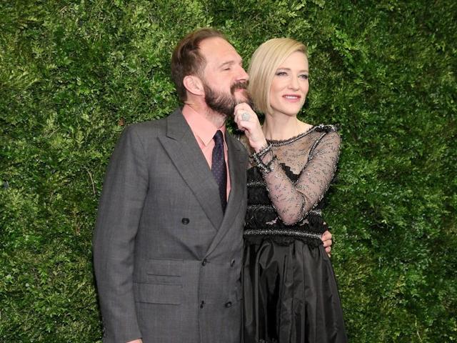 Ralph Fiennes (L) and Cate Blanchett attend the Museum of Modern Art's 8th Annual Film Benefit in New York City. (AFP)