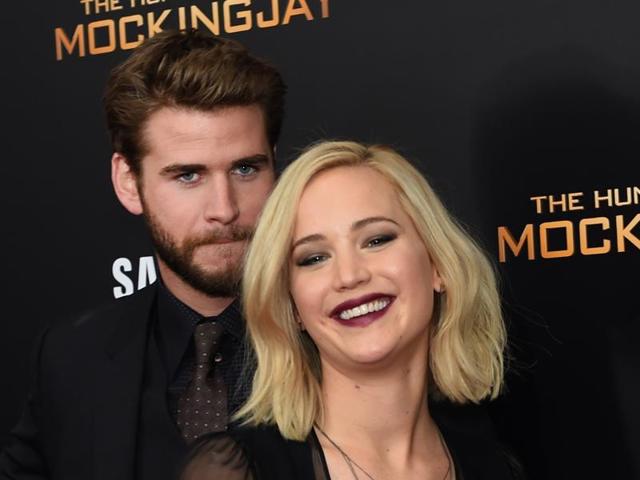 Jennifer Lawrence and Liam Hemsworth attend the premiere of The Hunger Games: Mockingjay - Part 2 in New York. (AFP)