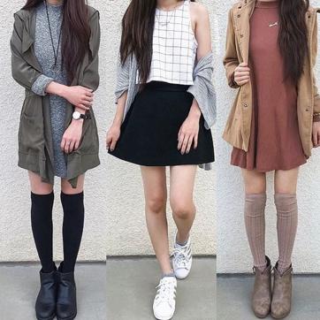If the exposed legs make you feel cold, you can wear stocking or knee-high socks. (Instagram/Outersfashionlish)