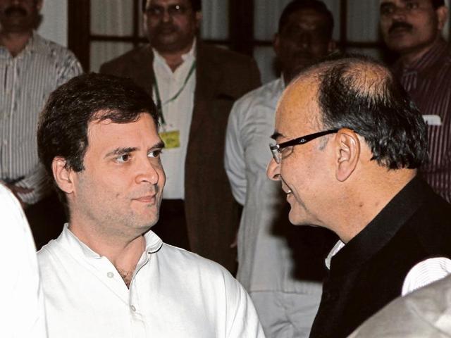 The BJP and the Congress said Arun Jaitley’s visit was meant to invite Rahul Gandhi for his daughter’s wedding. (Arvind Yadav/ HT File Photo) The BJP and the Congress said Arun Jaitley’s visit was meant to invite Rahul Gandhi for his daughter’s wedding. (Arvind Yadav/ HT File Photo)