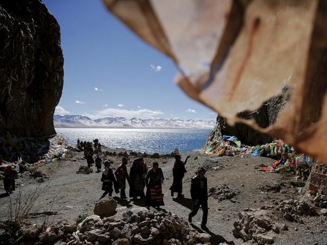 It is a four-hour drive from Lhasa at an altitude of around 4,718m (15,479 ft) above sea level. (REUTERS)