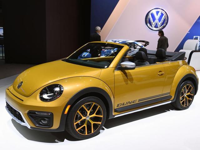 Loved worldover for its cute-looks, the 2016 Volkswagen Beetle Dune, with a ferocious engine under the hood, displayed at the 2015 Los Angeles Auto Show. (AFP) Loved worldover for its cute-looks, the 2016 Volkswagen Beetle Dune, with a ferocious engine under the hood, displayed at the 2015 Los Angeles Auto Show. (AFP)