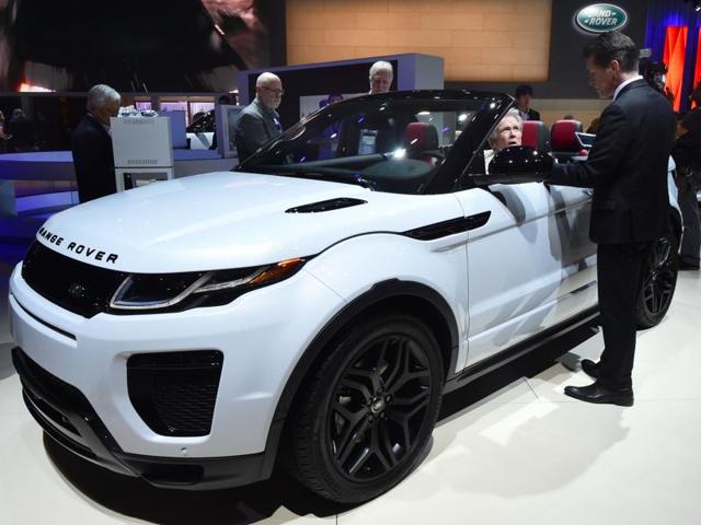The powerful premium SUV now in a convertible version: The 2016 Range Rover Evoque convertible at the LA Auto Show 2015. (AFP) The powerful premium SUV now in a convertible version: The 2016 Range Rover Evoque convertible at the LA Auto Show 2015. (AFP)