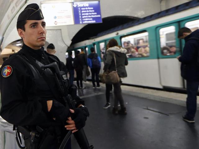 A French gendarme enforcing the Vigipirate plan, France's national security alert system, patrols in a railway station in Paris. (AFP) A French gendarme enforcing the Vigipirate plan, France's national security alert system, patrols in a railway station in Paris. (AFP)