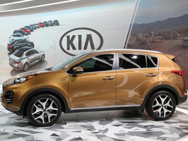The new Kia Sportage at the 2015 Los Angeles Auto Show . The LA Auto Show is the first major North American auto show of the season each year. (AFP) The new Kia Sportage at the 2015 Los Angeles Auto Show . The LA Auto Show is the first major North American auto show of the season each year. (AFP)