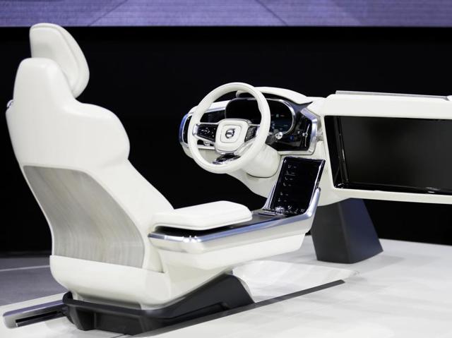 Volvo showcased its concept cabin of the automated driving vehicle, set for release in 2017, at the Los Angeles Auto Show. (REUTERS) Volvo showcased its concept cabin of the automated driving vehicle, set for release in 2017, at the Los Angeles Auto Show. (REUTERS)