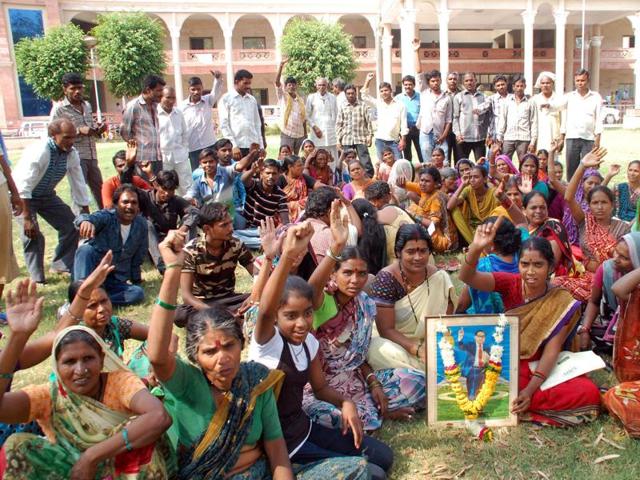 Residents of Ramabai Nagar damaged a bulldozer during eviction drive. (File photo) Residents of Ramabai Nagar damaged a bulldozer during eviction drive. (File photo)