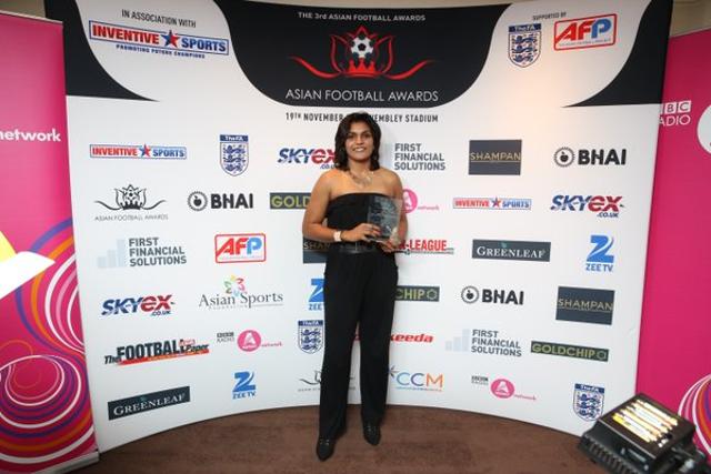 West Ham United goalkeeper Aditi Chauhan is the first Indian to be awarded the Asian Woman Footballer of the year.(Picture courtesy: Twitter)