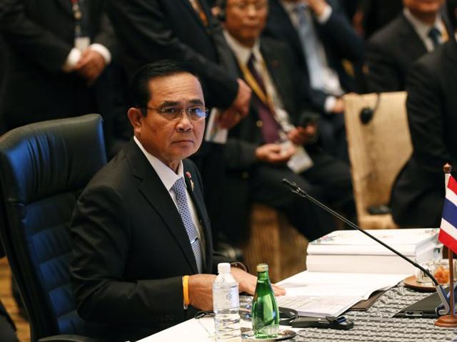 Thailand's Prime Minister Prayut Chan-o-cha prepares before the ASEAN Summit. (AP)