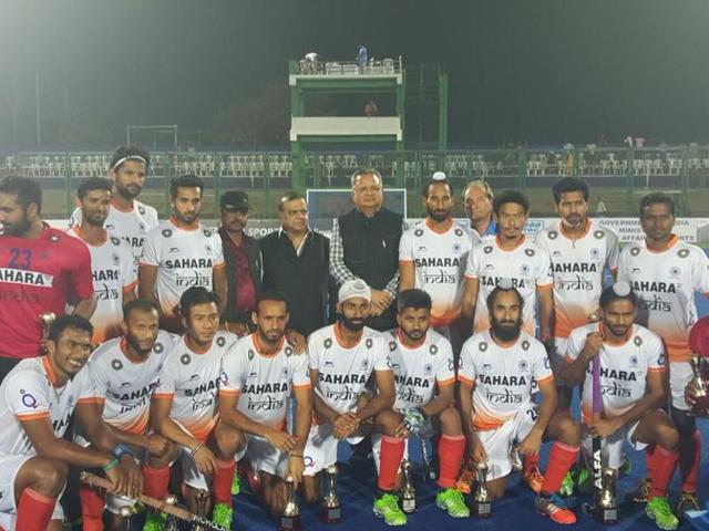 The Indian men’s hockey team poses with Chhatisgarh Chief Minister Dr. Raman Singh after the final match of the three-Test series against Australia. (Photo: @ChhattisgarhCMO Twitter handle) The Indian men’s hockey team poses with Chhatisgarh Chief Minister Dr. Raman Singh after the final match of the three-Test series against Australia. (Photo: @ChhattisgarhCMO Twitter handle)