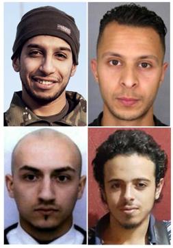 This combination of photos made in Paris shows four men, two suicide bombers who died during the Paris attacks, and two others suspected to be implicated. Clockwise from top left : The attack's suspected mastermind, 28-year-old Abdelhamid Abaaoud, 26-year-old French national Salah Abdeslam, who is at large, French national Bilal Hadfi, 20, one of the suicide bombers who blew himself outside the Stade de France stadium, and Samy Amimour, 28, one of the suicide bombers who attacked a Paris concert hall. (AFP) This combination of photos made in Paris shows four men, two suicide bombers who died during the Paris attacks, and two others suspected to be implicated. Clockwise from top left : The attack's suspected mastermind, 28-year-old Abdelhamid Abaaoud, 26-year-old French national Salah Abdeslam, who is at large, French national Bilal Hadfi, 20, one of the suicide bombers who blew himself outside the Stade de France stadium, and Samy Amimour, 28, one of the suicide bombers who attacked a Paris concert hall. (AFP)