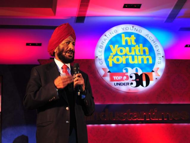 “I want the youth to get for India the medal I missed in the 1960 Rome Olympics,” the Flying Sikh said, while addressing the gathering at The Lalit, Chandigarh. (Gurpreet Singh/HT Photo)