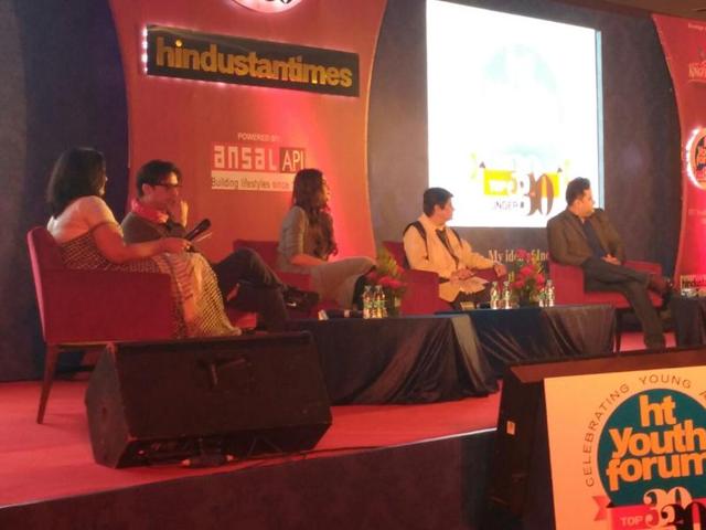 Panelists actorJimmy Shergill, actressSonam Kapoor, Kiran Bedi, author Amish Tripathi and BCCI secretary Anurag Thakur at the HT Youth Forum. (HT PHOTO) Panelists actorJimmy Shergill, actressSonam Kapoor, Kiran Bedi, author Amish Tripathi and BCCI secretary Anurag Thakur at the HT Youth Forum. (HT PHOTO)