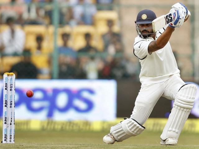 Indian opener Murali Vijay hits a shot during the second Test against South Africa in Bengaluru on November 14, 2015.(Ajay Aggarwal/HT Photo) Indian opener Murali Vijay hits a shot during the second Test against South Africa in Bengaluru on November 14, 2015.(Ajay Aggarwal/HT Photo)
