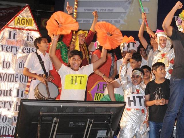 The best cheering team was won by Little Flowers International School, Shahdara. (HT PACE)