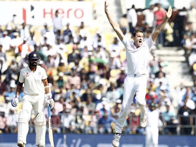 South Africa bowler Morne Morkel celebrates the wicket of Murali Vijay. (Santosh Harhare/HT Photo) South Africa bowler Morne Morkel celebrates the wicket of Murali Vijay. (Santosh Harhare/HT Photo)