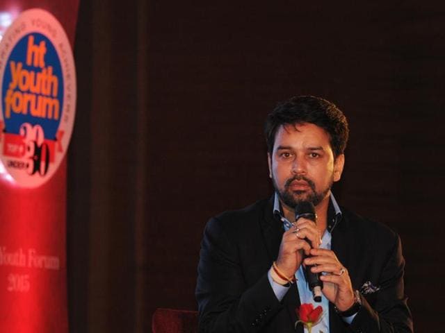 BCCI secretary and BJP MP Anurag Thakur at HT Youth Forum in Chandigarh on Monday.(Sanjeev Sharma/HT Photo)