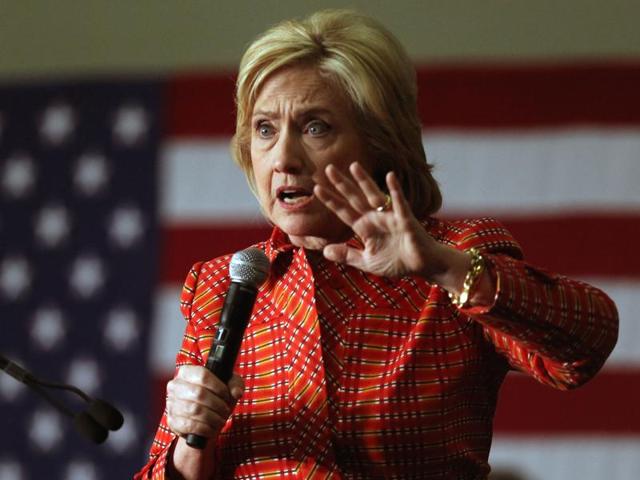 US Democratic presidential candidate Hillary Clinton addresses a campaign event at the Boulder Theatre in Boulder, Colorado on Tuesday. (REUTERS) US Democratic presidential candidate Hillary Clinton addresses a campaign event at the Boulder Theatre in Boulder, Colorado on Tuesday. (REUTERS)