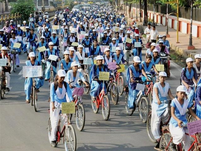 Primary education minister Vasudev Devnani recently announced that 2.5 lakh cycles would be distributed among school girls across Rajasthan. (PTI Representational Photo) Primary education minister Vasudev Devnani recently announced that 2.5 lakh cycles would be distributed among school girls across Rajasthan. (PTI Representational Photo)