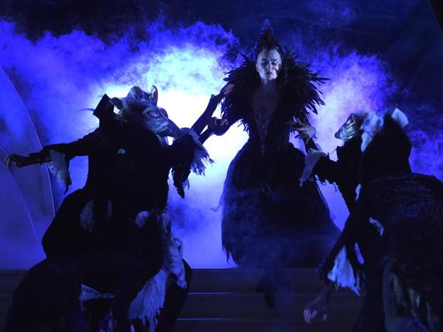 Revie (centre) as the evil Caraboss in another sequence from the musical. (AFP)