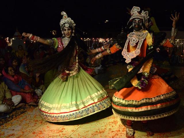 This annual Hindu festival is celebrated on the full moon night of the Hindu month of Kartik to mark Lord Krishna’s love for Radha, his consort (AFP) This annual Hindu festival is celebrated on the full moon night of the Hindu month of Kartik to mark Lord Krishna’s love for Radha, his consort (AFP)