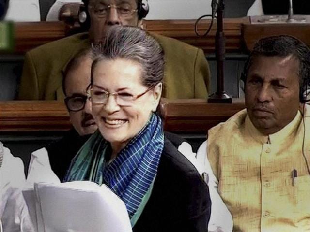 Congress president Sonia Gandhi speaks in the Lok Sabha. (PTI)