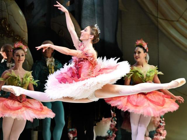 Ballerina Lana Jones (centre) as Princess Aurora during Australian Ballet's The Sleeping Beauty at the Sydney Opera House on November 26. (AFP)
