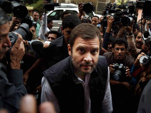 Congress Vice President Rahul Gandhi arrives for the first day of winter session of Parliament in New Delhi. (PTI)