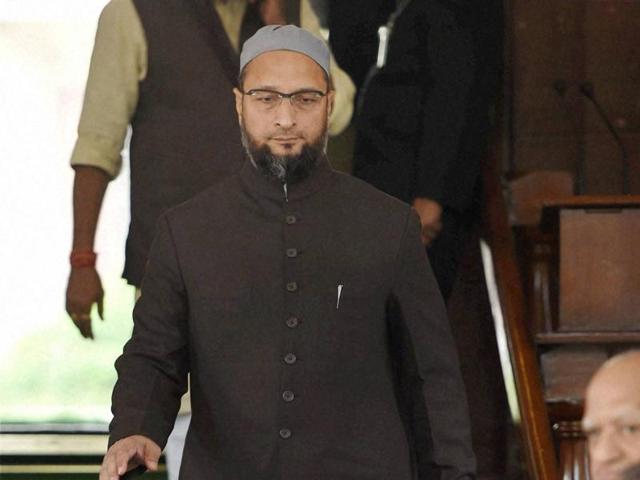 Lok Sabha MP Asaduddin Owaisi at the first day of winter session of Parliament in New Delhi on Thursday. (PTI)