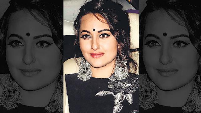 Sonakshi Sinha adds some retro drama to her messy updo with winged eyes and bindi just above the eyebrow line. (Yogen Shah) Sonakshi Sinha adds some retro drama to her messy updo with winged eyes and bindi just above the eyebrow line. (Yogen Shah)