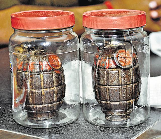 The police recovered two hand grenades from the Anil Penda gang, after a raid on their hideout. (HT File Photo )