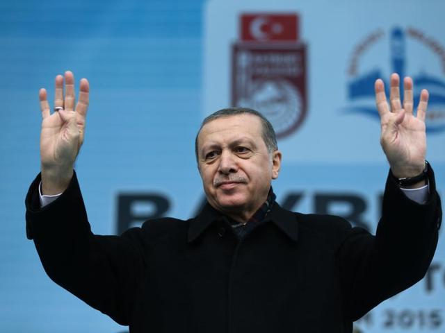 Turkey's President Recep Tayyip Erdogan addresses a rally in Bayburt, Turkey. (AP) Turkey's President Recep Tayyip Erdogan addresses a rally in Bayburt, Turkey. (AP)