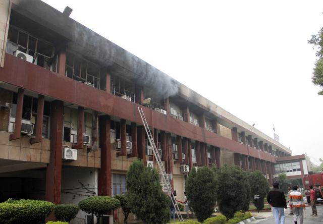 Manual records gutted in the fire belonged to large industrial houses, such as Hero Cycles, Avon Cycles, Aarti Steels and Vardhman. (JS Grewal/HT Photo)